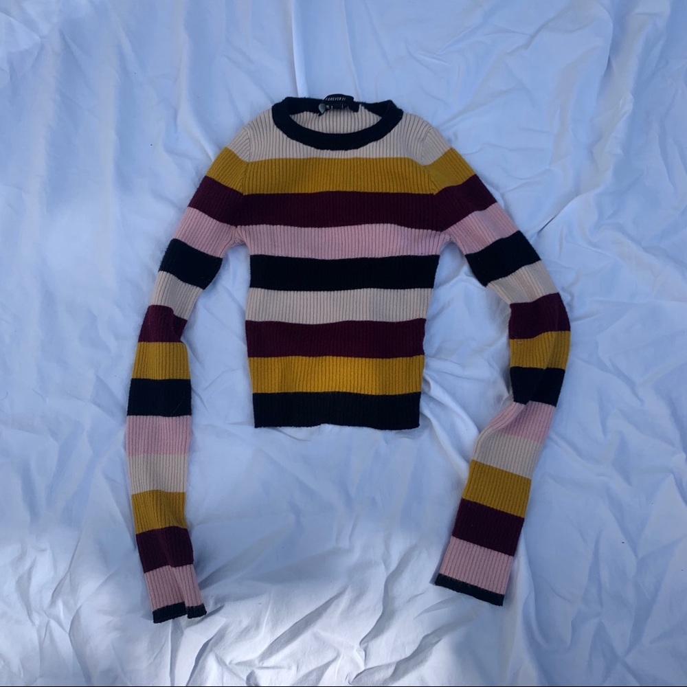 Forever 21 striped long sleeve knit sweater top